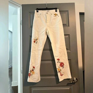 Reformation Cynthia Embroidered High Waist Straight Leg Jeans in Flora Sz 26 NWT